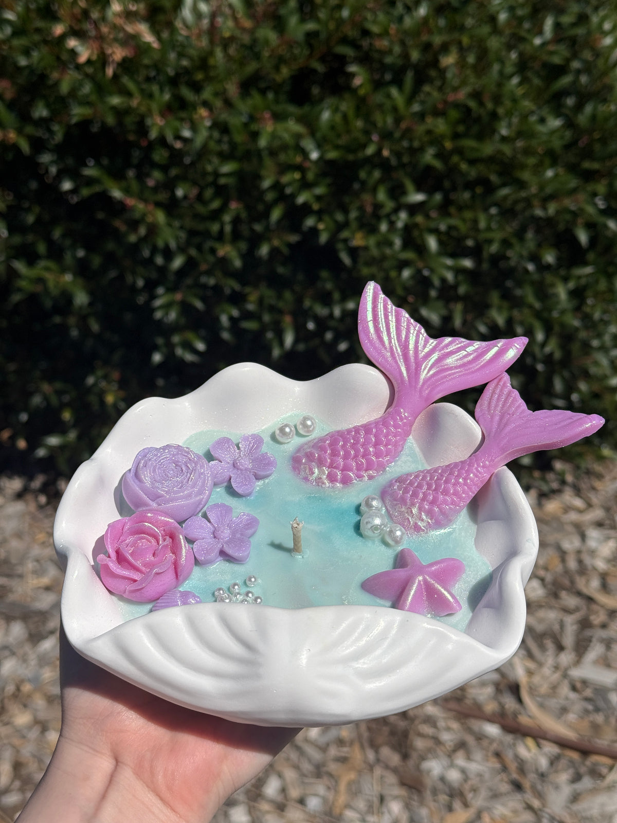 Mermaid Shell Candle – Miss Dior Scent | Handmade Home Décor