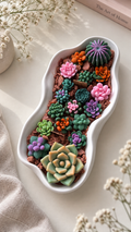 Handmade XL Succulent Candle Garden with Handmade Tray