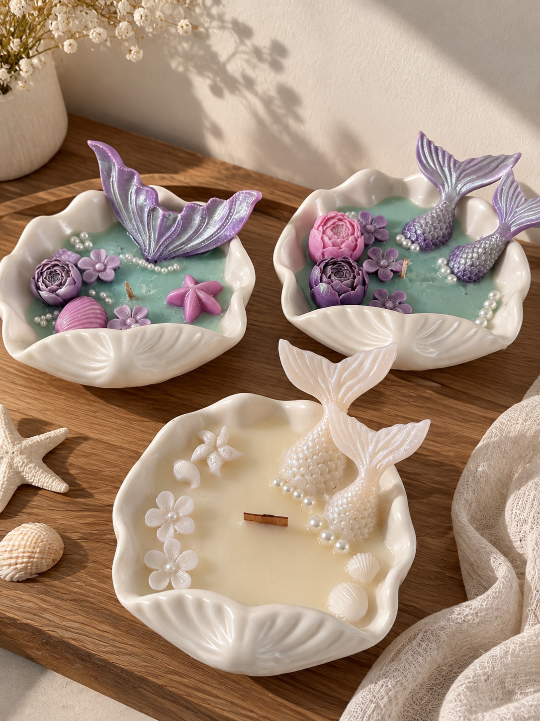 Handmade Mermaid Shell Candle 🧜‍♀️✨
