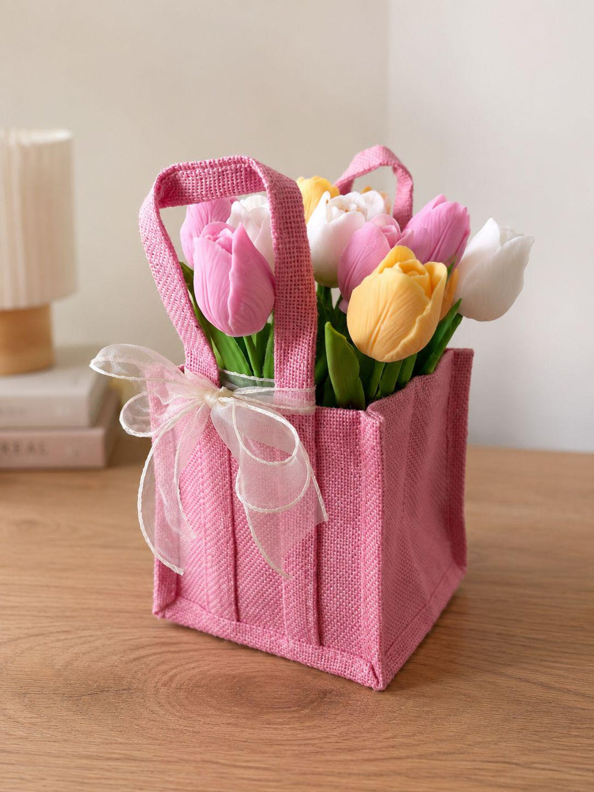 Tulip Candle Bouquet Gift Bag | Scented Soy Wax Tulip Flowers | Floral Home Decor | Birthday Gift for He