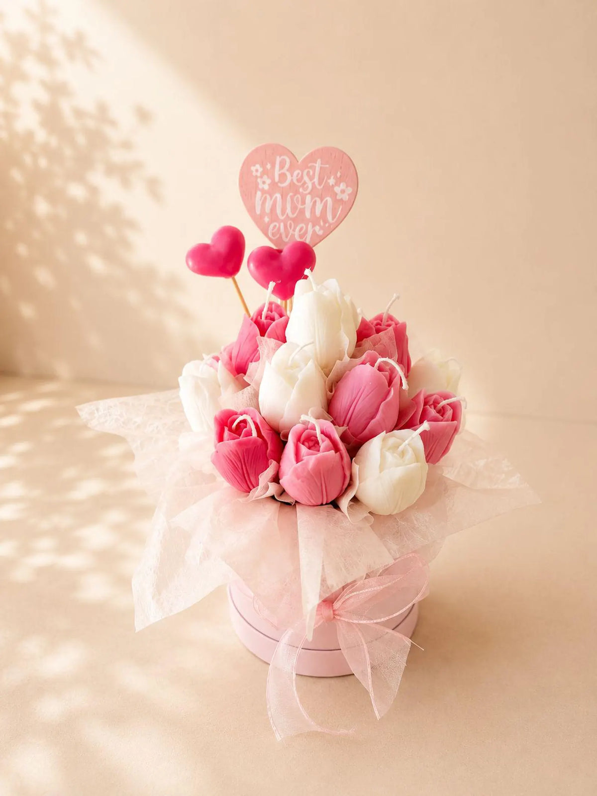 Tulip Candle Bouquet | Handmade Scented Pillar Wax Candles | Floral Gift for Mum | Home Decor