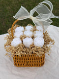 White Peony Candle Basket | Handmade Soy Wax Floral Arrangement | Elegant Home Decor