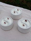 Yin Yang Soy Wax Candle | Ambered Sandalwood | Handmade Hydrostone Candle | Wood Wick Candle | Minimalist Home Decor