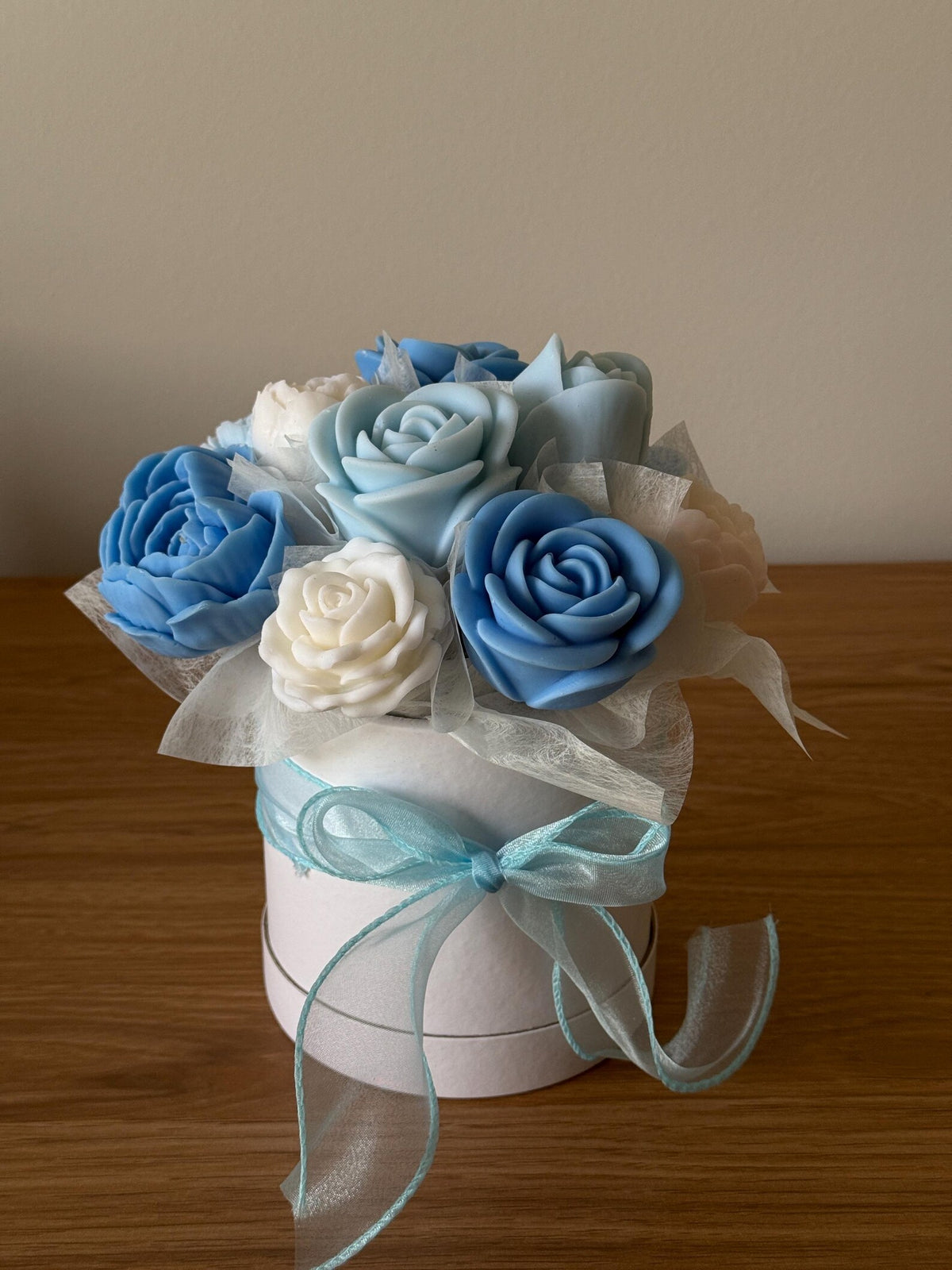 Blue Rose Candle Bouquet | Soy Wax Floral Arrangement | Gift Box | Home Decor