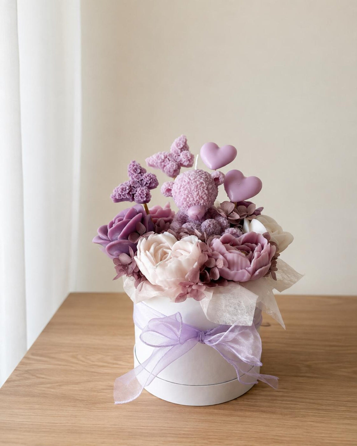 Purple Teddy Bear Candle Bouquet | Handmade Soy Wax Flower Candle | Birthday Gift for Her | Baby Shower Gift | Unique Candle Gift