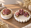 Handmade Floral Soy Wax Candle Set of 2 | Rose Candle Decor | Handmade Trays | Unique Gift | Home Decor | Limited Edition
