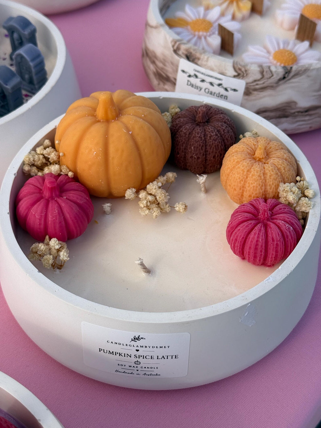 Halloween Soy Wax Candle | Pumpkin Spice Latte Candle | Ghost & Pumpkin Candle | Spooky Halloween Decor | Handmade Fall Gif