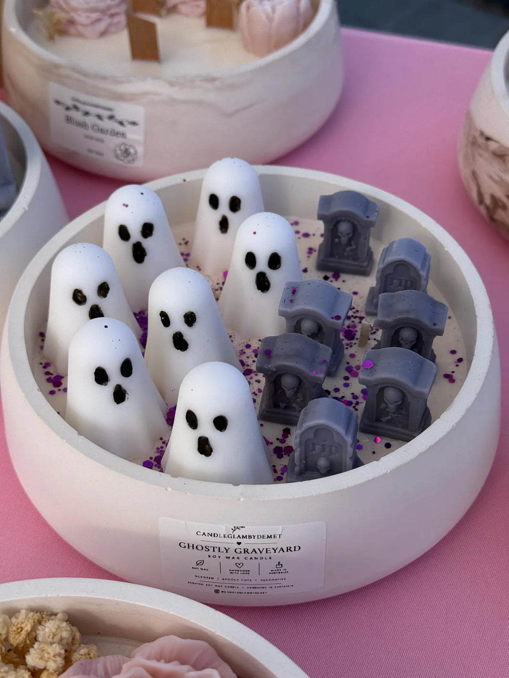 Halloween Soy Wax Candle | Pumpkin Spice Latte Candle | Ghost & Pumpkin Candle | Spooky Halloween Decor | Handmade Fall Gif