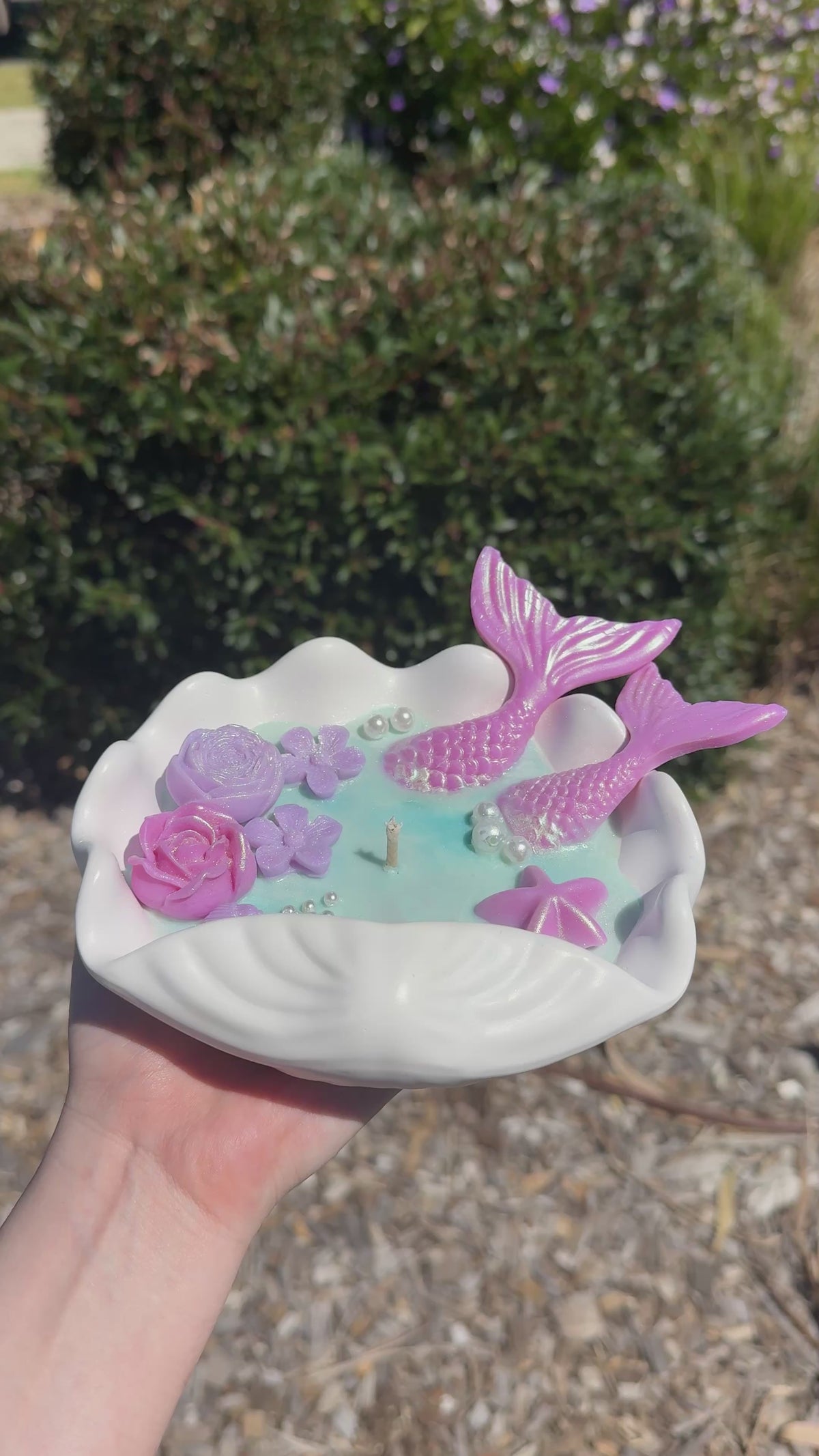 Mermaid Shell Candle – Miss Dior Scent | Handmade Home Décor