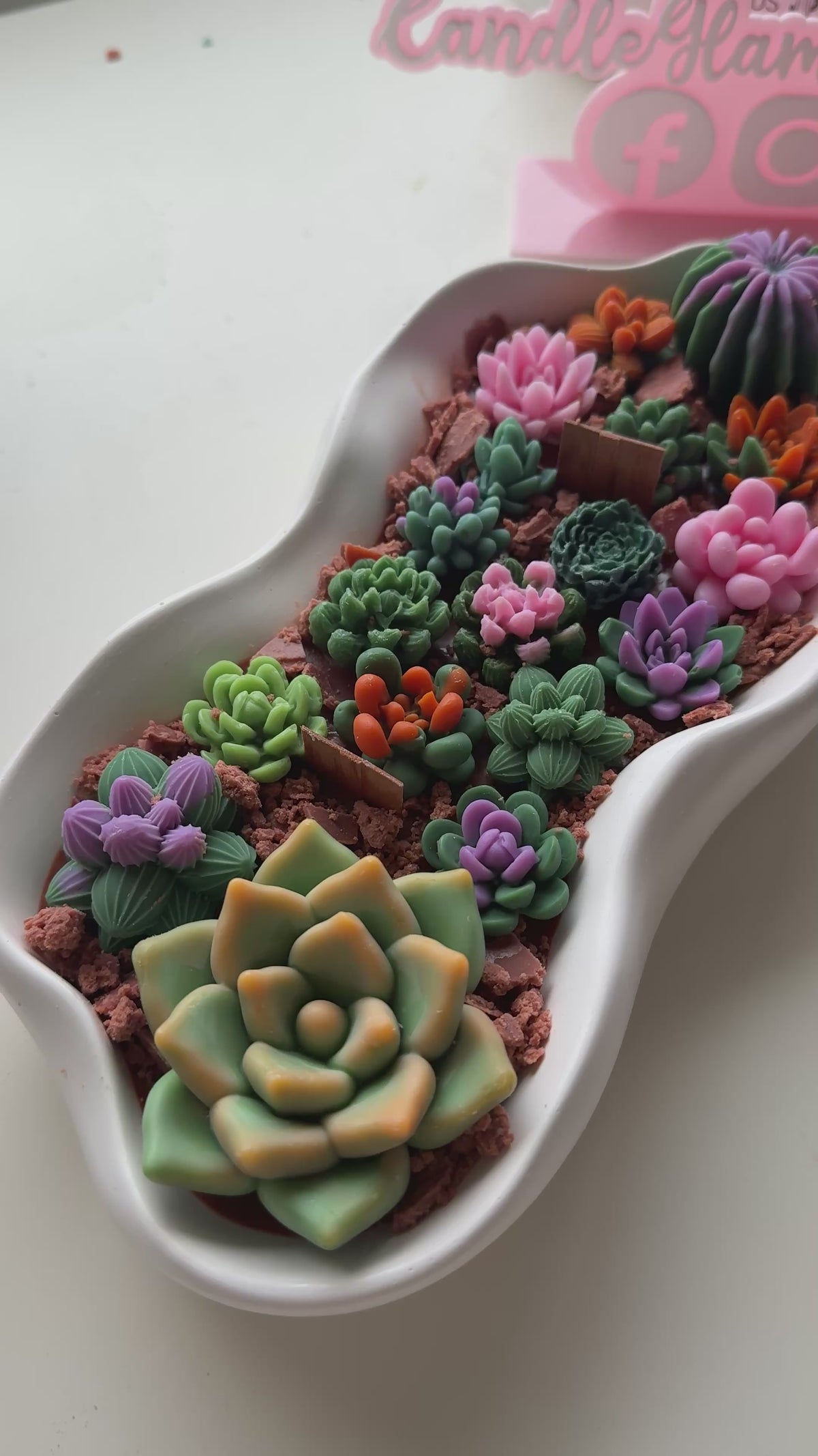 Handmade XL Succulent Candle Garden with Handmade Tray